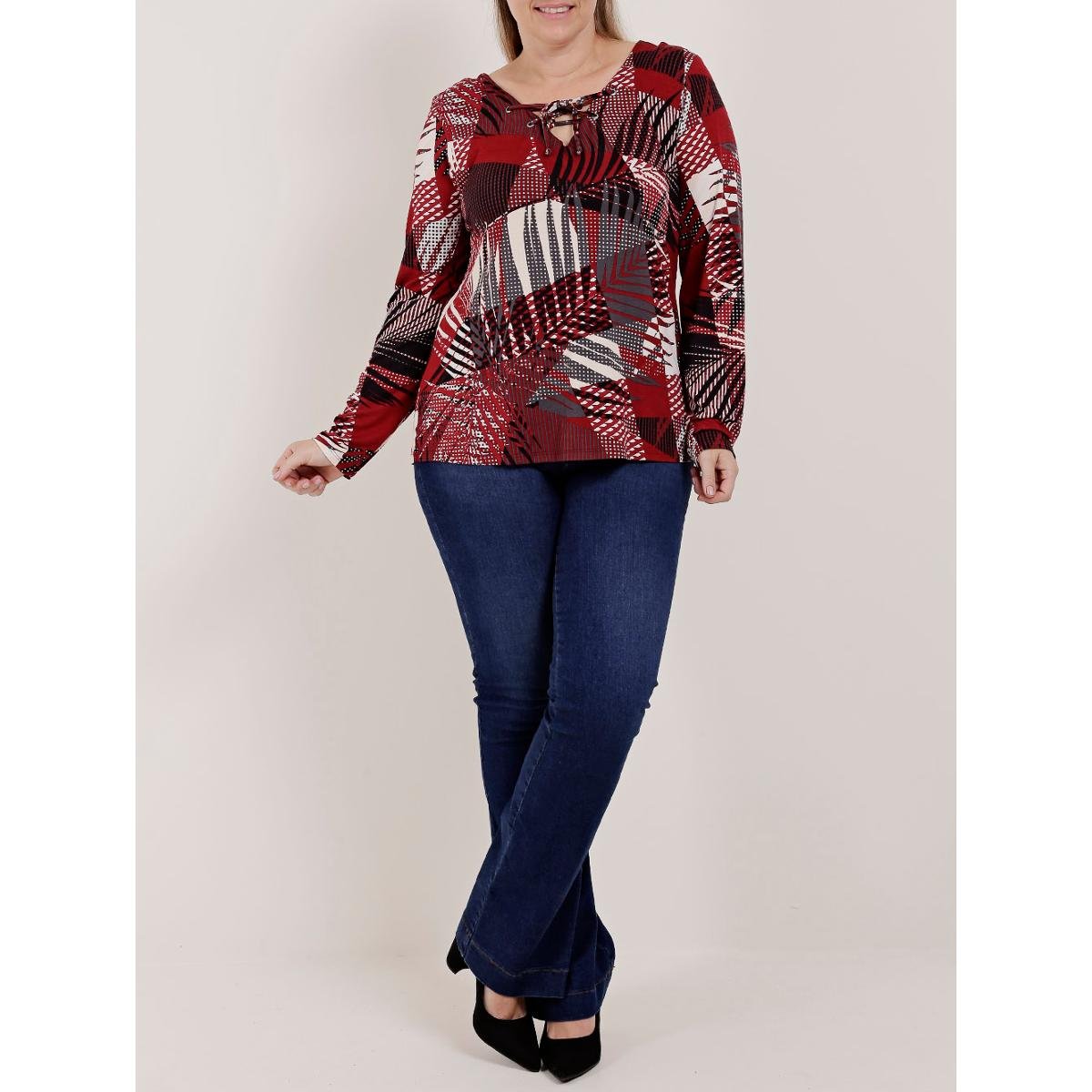 blusa manga longa plus size mercado livre
