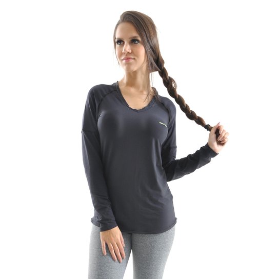 Blusa Manga Longa Tholtti Performance Mama Latina - Preto