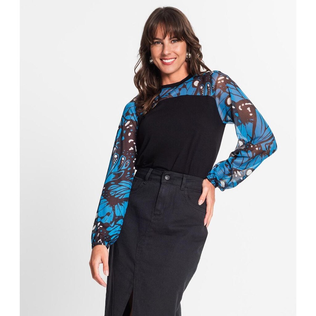 BLUSA MANGA LONGA TULE POP ART