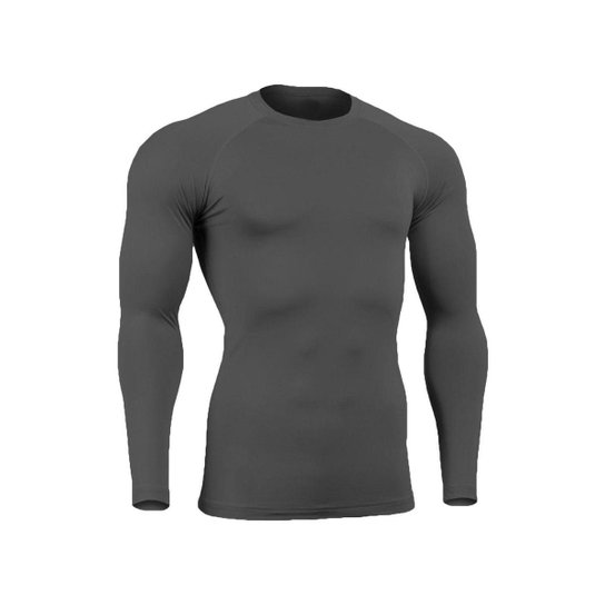 Blusa Masculina Proteção UV Segunda Pele Térmica Poliéster Manga Longa - Cinza Menor preço em Blusa Masculina Proteção UV Segunda Pele Térmica Poliéster Manga Longa - Cinza