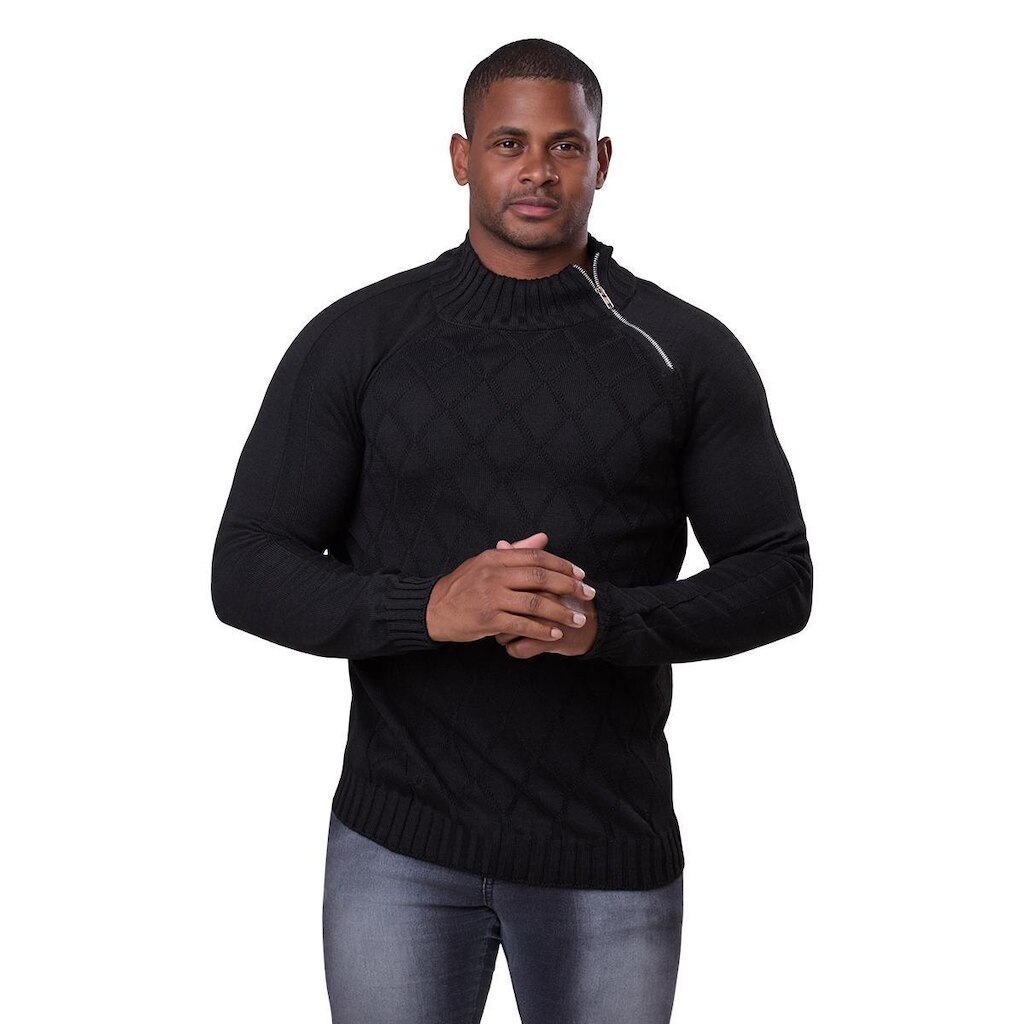 Blusa Masculina Tricô Suéter Zíper Lateral Moderna 7143