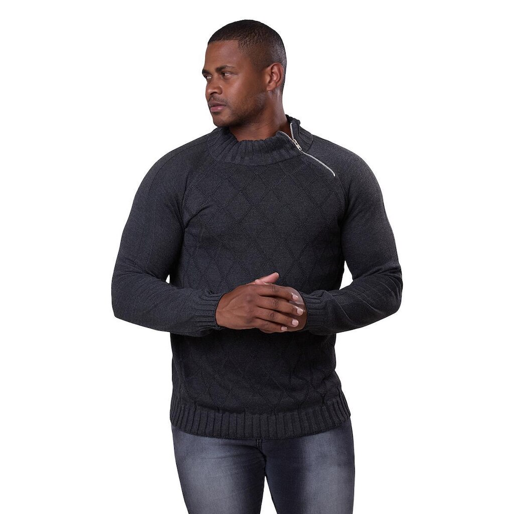 Blusa Masculina Tricô Suéter Zíper Lateral Moderna 7143