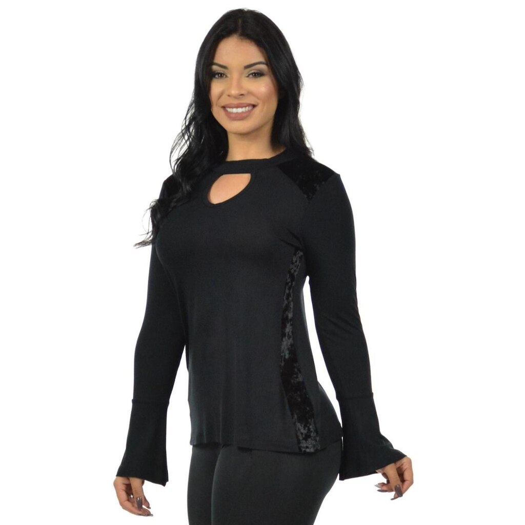 Blusa medieval fenomenal Preto Gg