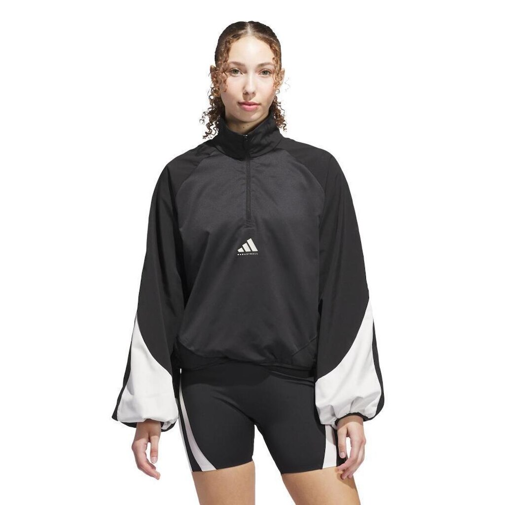 Blusa Meio Zíper Basketball Pullover Adidas Feminino