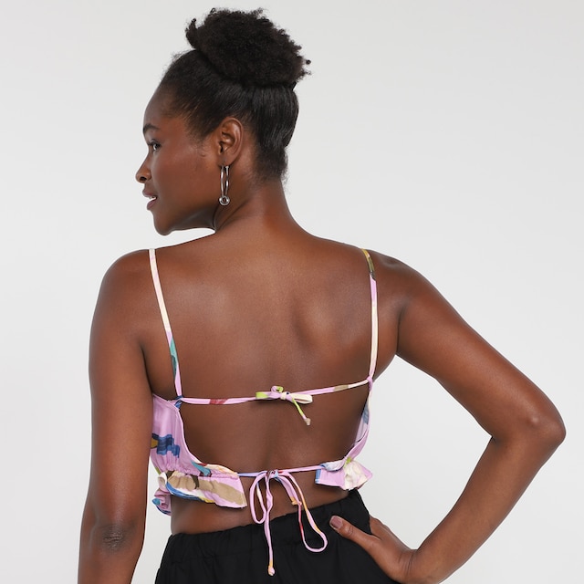 Blusa Mercatto Cropped Alças Amarração Feminina