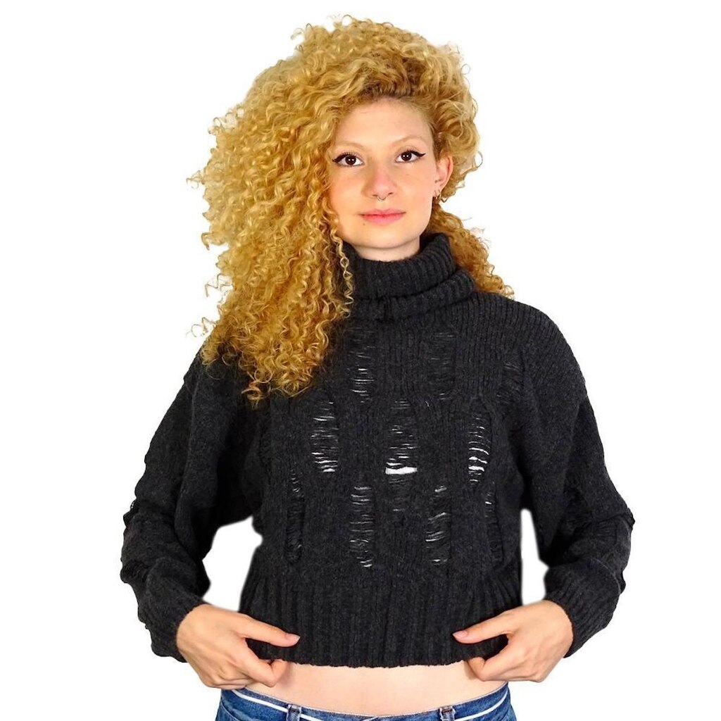 Blusa Midas Malhas Gola Alta Destroyed - 1060