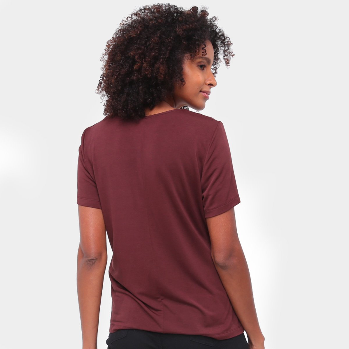 Blusa Mob Tshirt Decote Retilínea Lisa Feminina - 1
