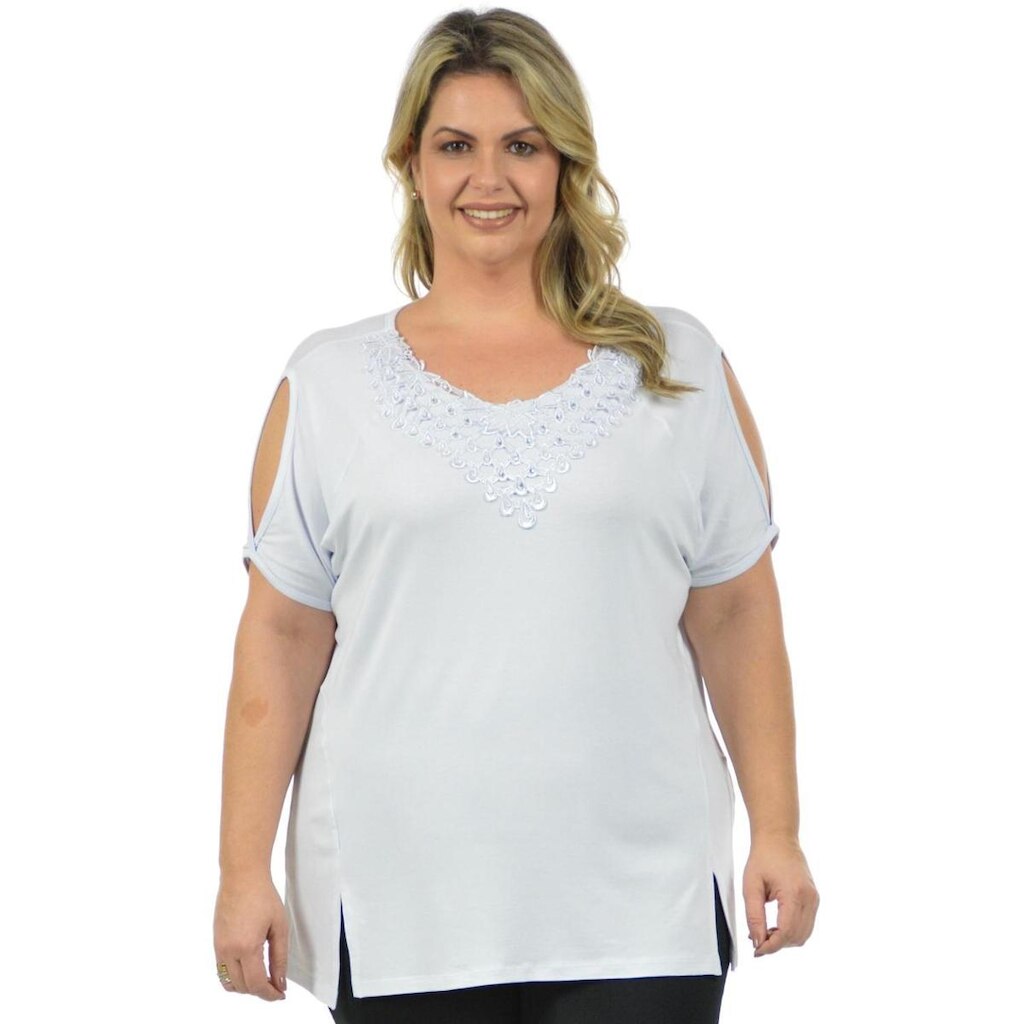 Blusa moderna plus size fenomenal Preto 48