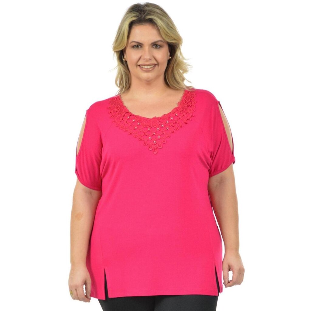Blusa moderna plus size fenomenal Preto 48