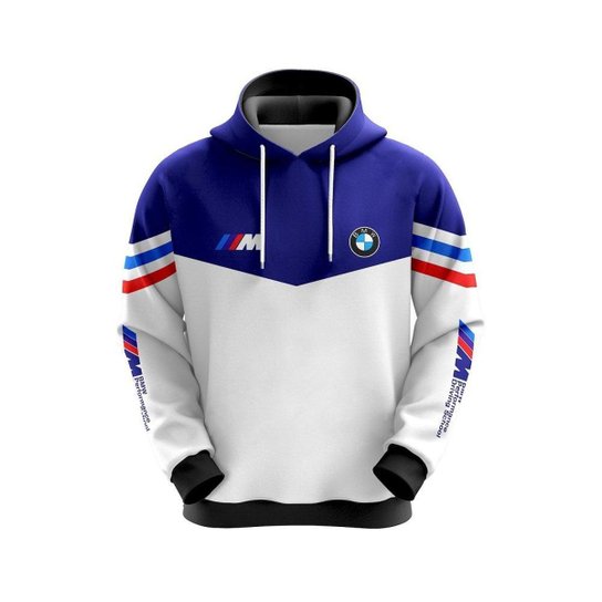 Blusa Moletom 3D Full Print Dual Mix BMW Fechado Capuz Forrado - e Azul - Branco Menor preço em Blusa Moletom 3D Full Print Dual Mix BMW Fechado Capuz Forrado - e Azul - Branco