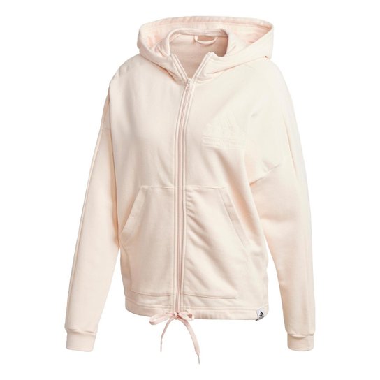Blusa Moletom Adidas Capuz Brilliant Basics Feminino - Bege Menor preço em Blusa Moletom Adidas Capuz Brilliant Basics Feminino - Bege