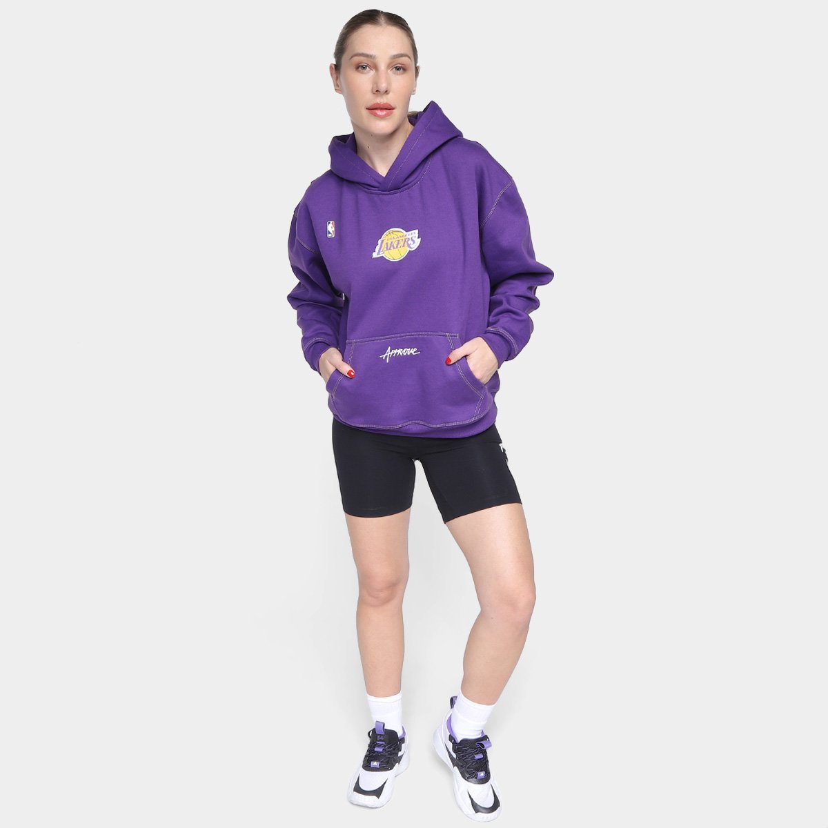 Blusa Moletom Approve NBA Lakers Oversized Com Capuz Roxo Netshoes