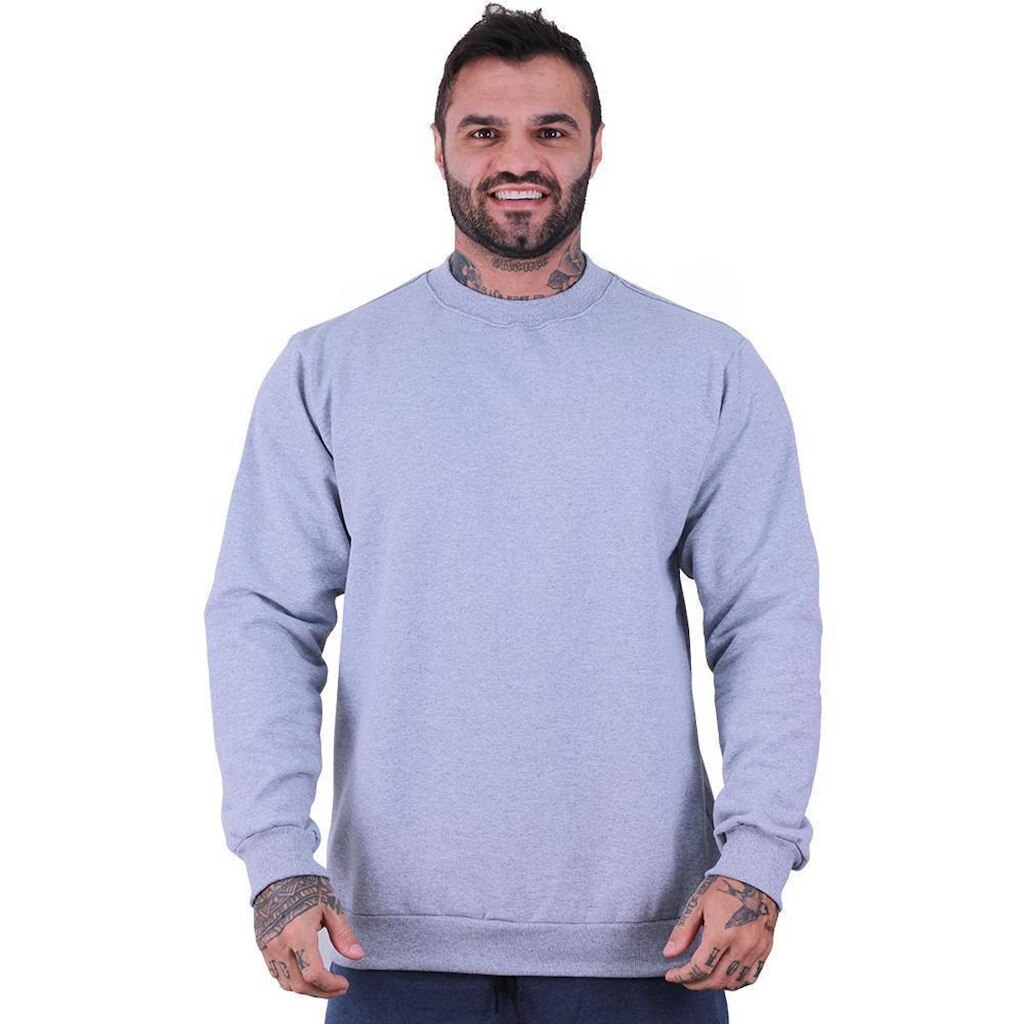 Blusa Moletom Basic MXD Conceito Sem Capuz e Bolso Sem Estampa