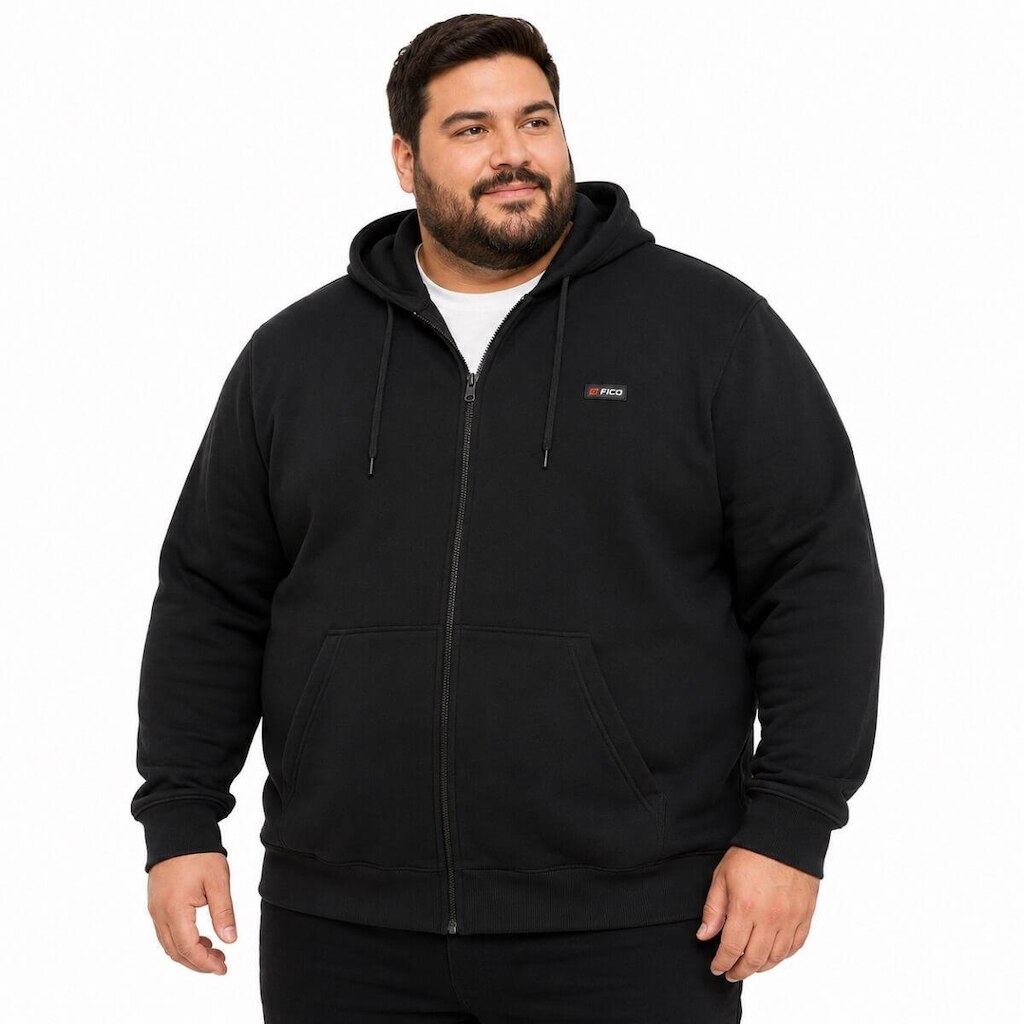 Blusa Moletom Básica Plus Size Masculina Fico com Capuz 00980-000156 Preta