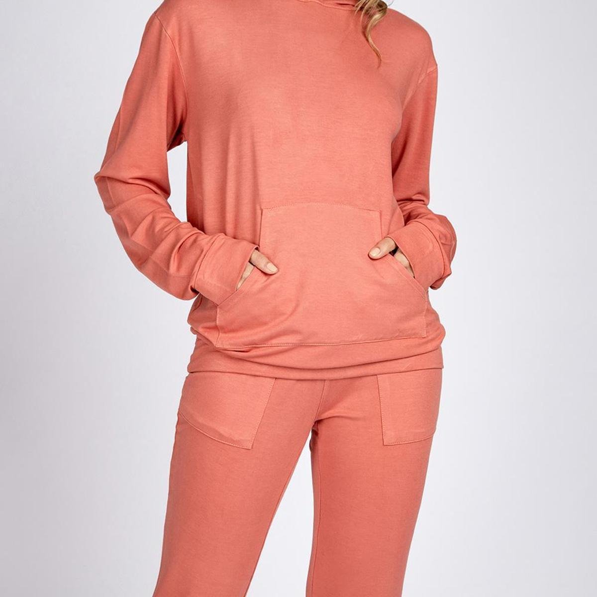 terracotta red moletom com capuz