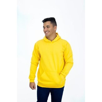 Blusa Moletom Canguru Amarelo Masculino Liso DBL