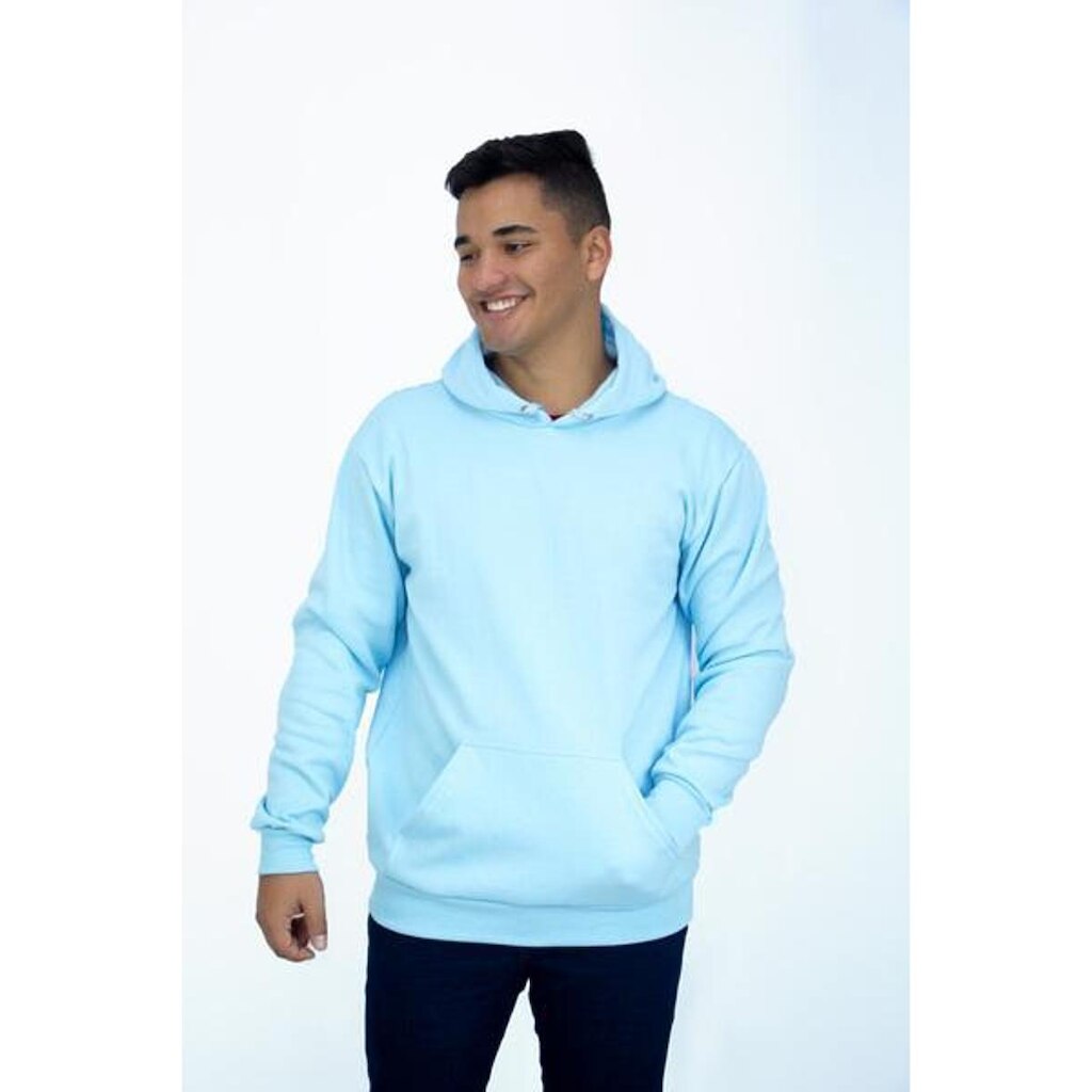 Blusa Moletom Canguru Azul Claro Masculino Liso DBL