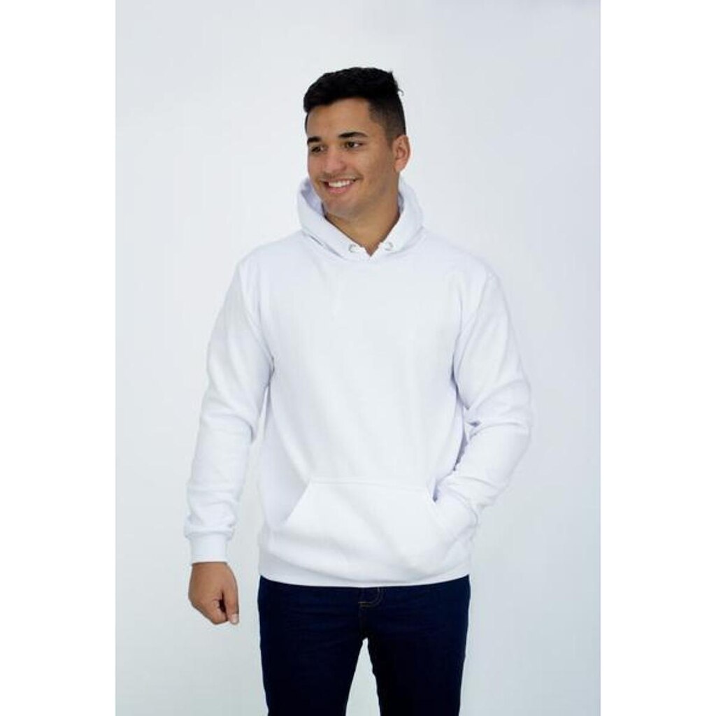 Blusa Moletom Canguru Branco Masculino Liso DBL