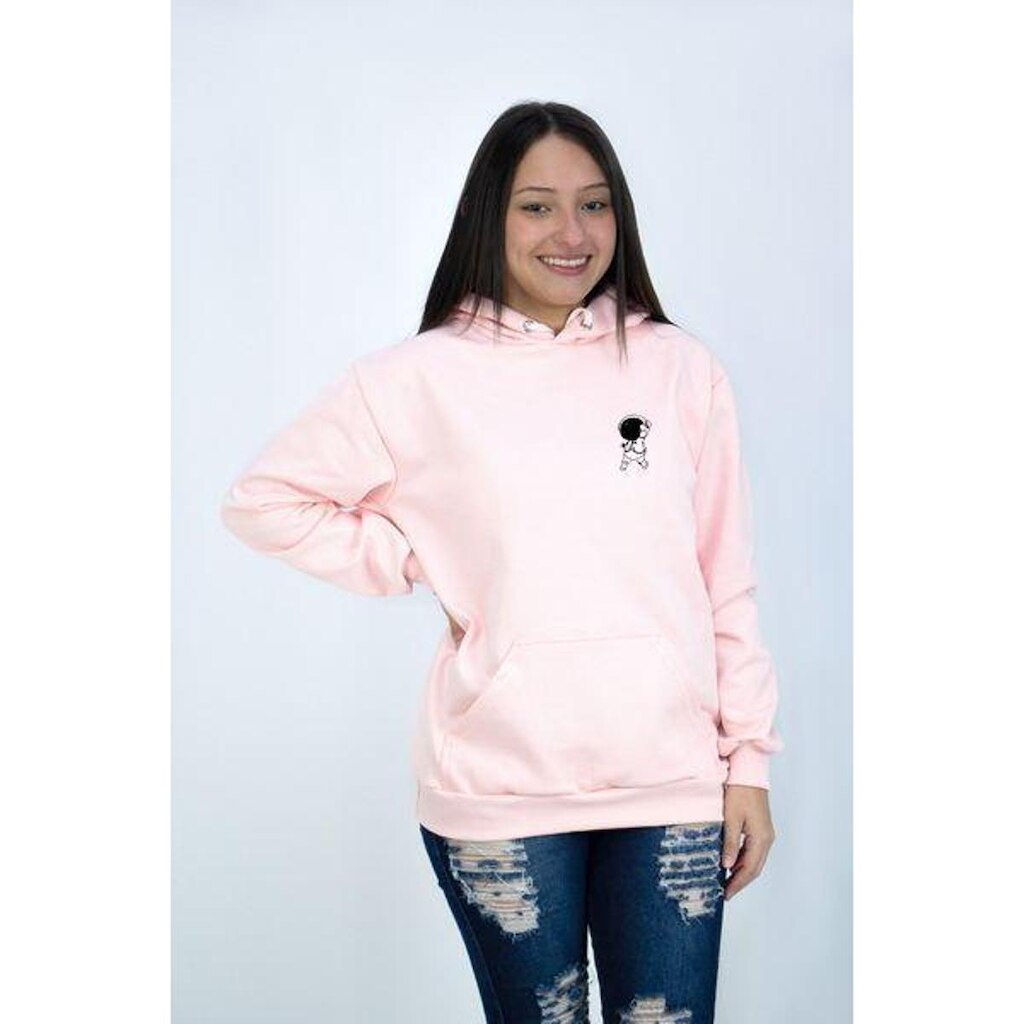 Blusa Moletom Canguru Feminino Astronauta Lateral DBL