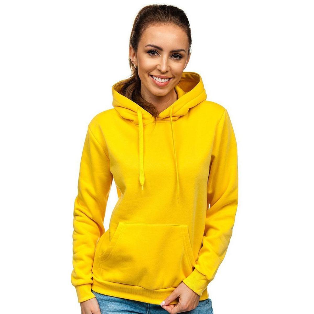 yellow pullover moletom com capuz