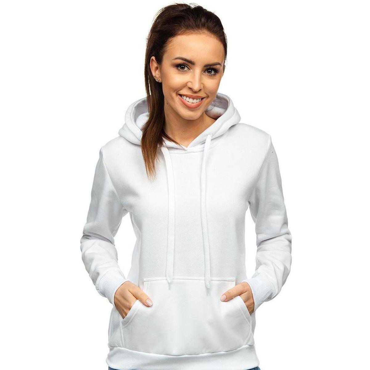 ladies white moletom com capuzs