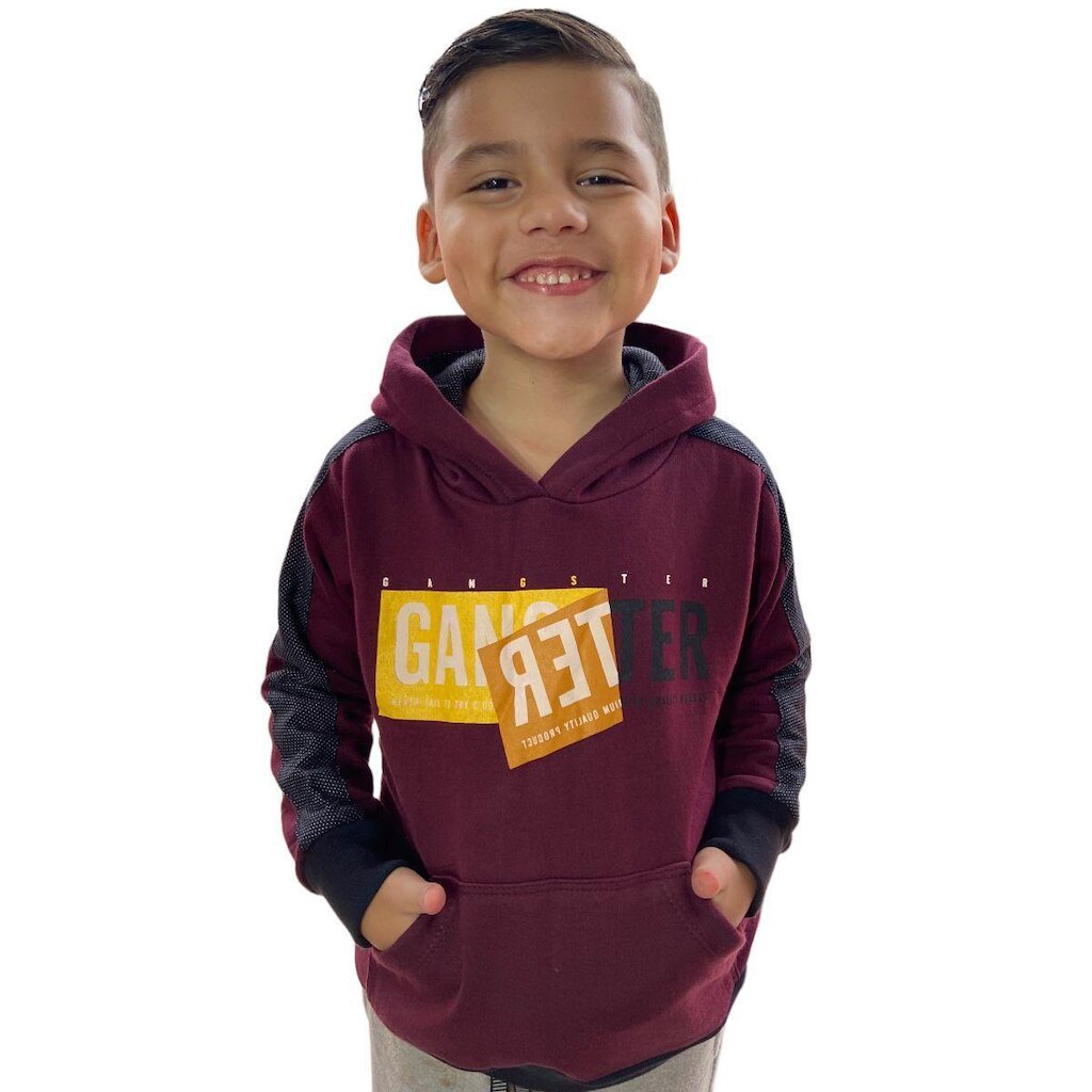 Blusa Moletom Canguru Infantil Menino Capuz Com Bolso