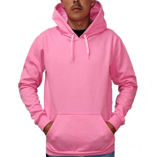 Blusa Moletom Canguru Liso - Rosa Escuro Menor preço em Blusa Moletom Canguru Liso - Rosa Escuro