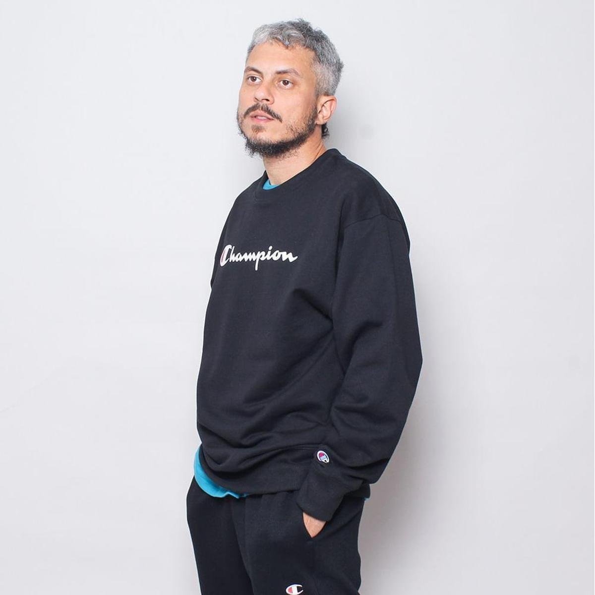 Blusa Moletom Champion Sem Capuz Silk Logo Gf88B Y06794B