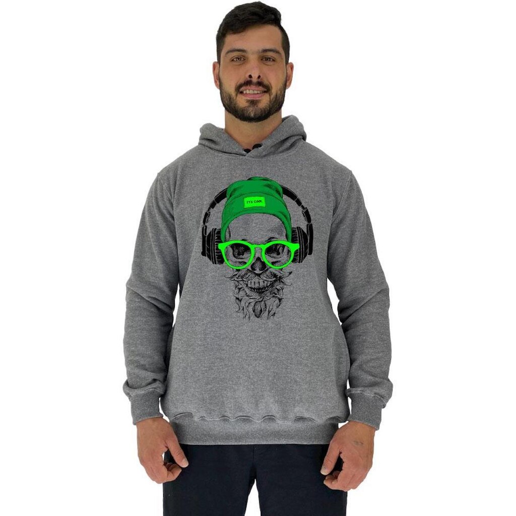 Blusa Moletom Com Touca MXD Conceito Caveira De Headset Masculina