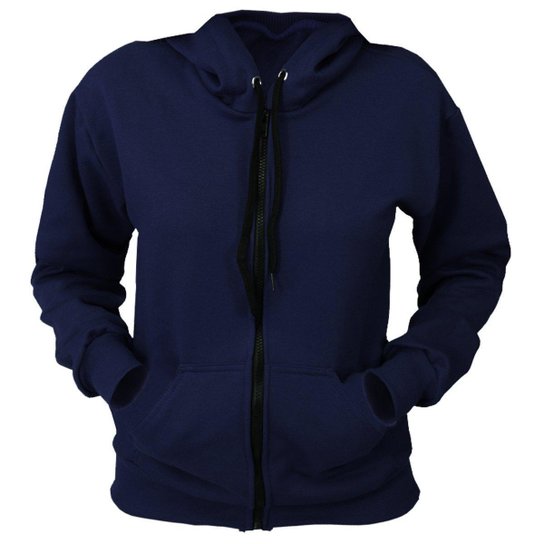 Blusa Moletom Com Ziper Masculino Azul Marinho - Azul Escuro Menor preço em Blusa Moletom Com Ziper Masculino Azul Marinho - Azul Escuro