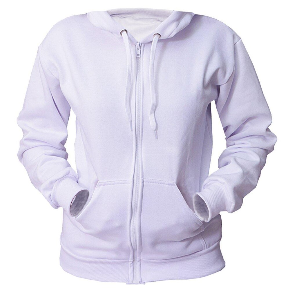 Blusa Moletom Com Ziper Masculino Plus Size Branco