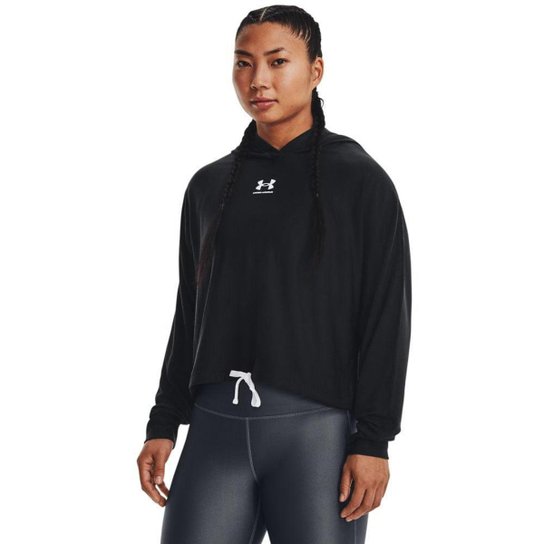 Blusa Moletom de Treino Feminina Under Armour Rival Terry Oversized HD - Preto Menor preço em Blusa Moletom de Treino Feminina Under Armour Rival Terry Oversized HD - Preto