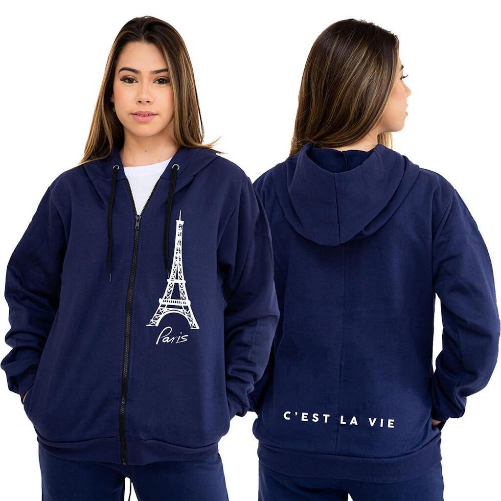 Blusa Moletom Feminina Canguru Aberta C'est La Vie