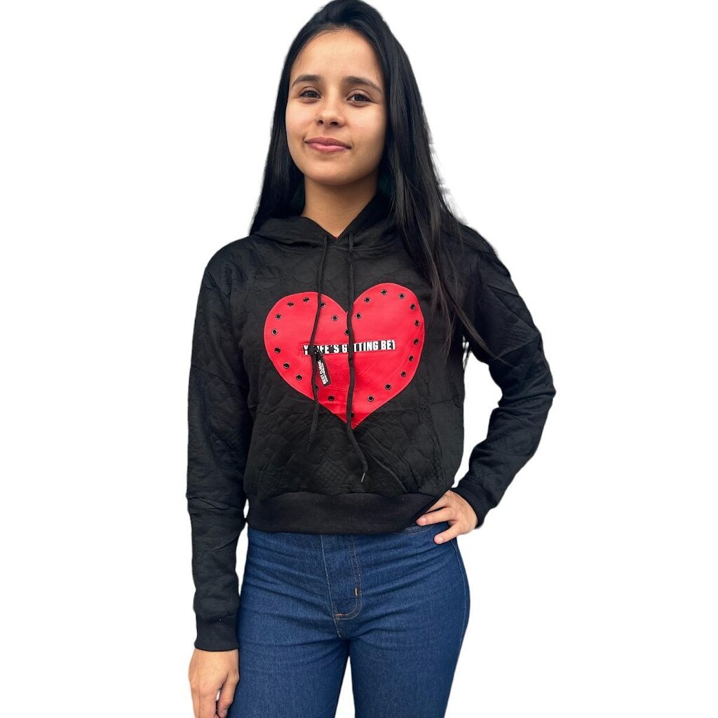 Blusa Moletom Feminina Cropped Com Capuz Premium