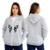 Blusa Moletom Feminino Zíper Canguru Com Capuz Borboleta - Cinza