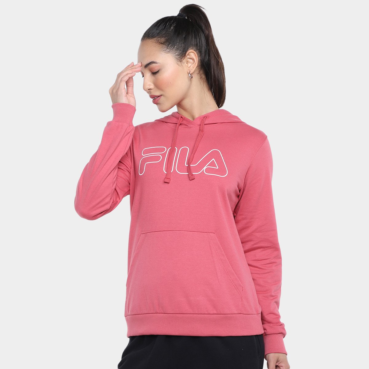 HOT Blusa Fila Blusa Capuz Outline Blusa Moletom Fila Outline