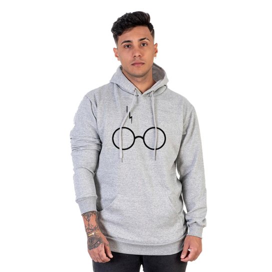 Blusa Moletom Flanelado Agasalho Canguru Óculos Harry Potter - Cinza Menor preço em Blusa Moletom Flanelado Agasalho Canguru Óculos Harry Potter - Cinza