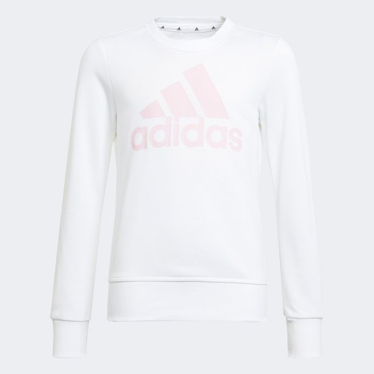 Blusa Moletom Infantil Adidas Essentials Menina - Branco+Pink Menor preço em Blusa Moletom Infantil Adidas Essentials Menina - Branco+Pink