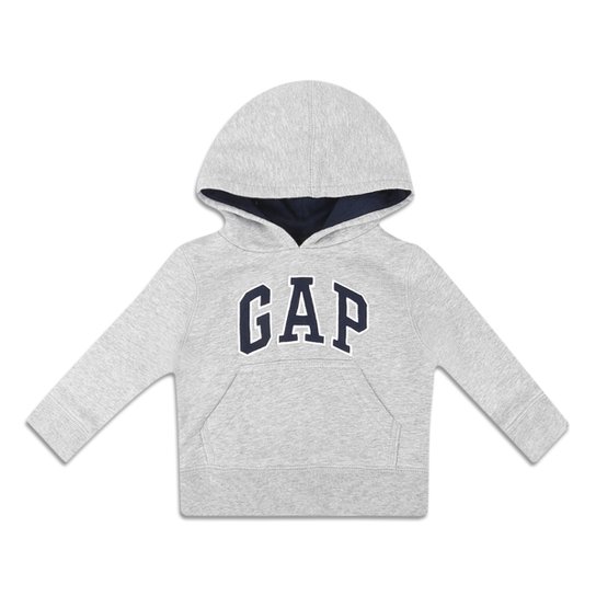Blusa Moletom Infantil GAP Logo Com Capuz Masculina Cinza Netshoes