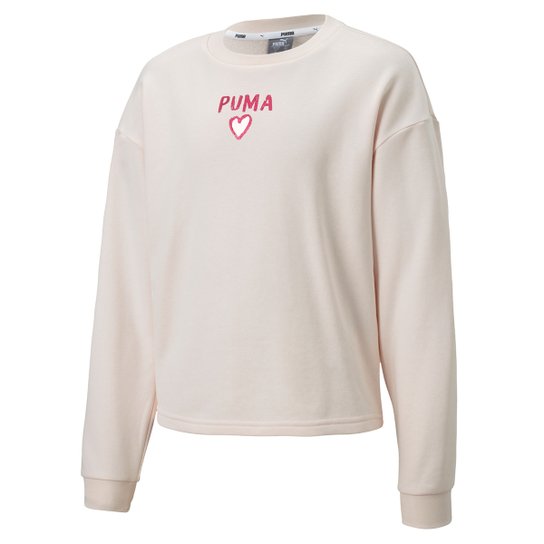 Blusa Moletom Infantil Puma Alpha Crew Sweat Feminina - Rosa Claro é ruim? Blusa Moletom Infantil Puma Alpha Crew Sweat Feminina - Rosa Claro é boa?