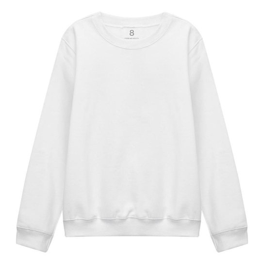 Blusa Moletom Infantil sem Bolso e sem Capuz Branco Netshoes