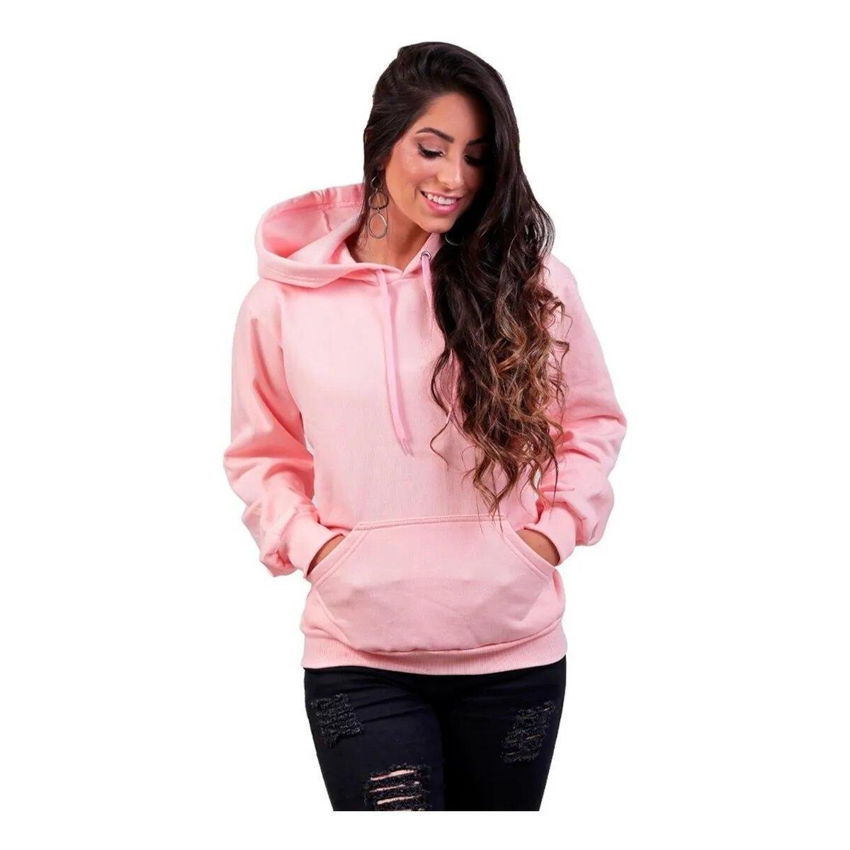 Blusa Moletom Liso Feminino Casaco em Algodão Menor preço em Blusa Moletom Liso Feminino Casaco em Algodão