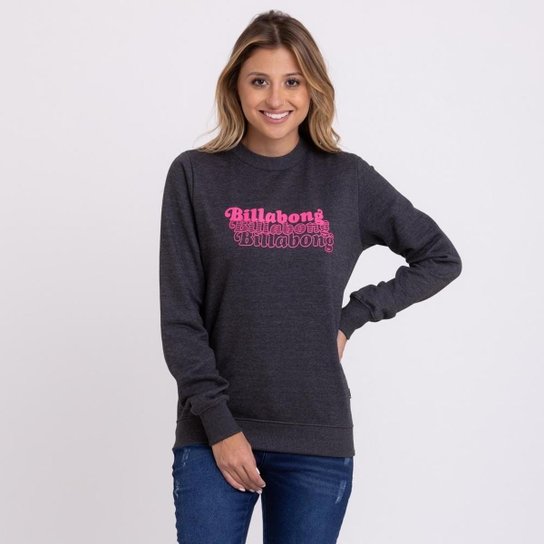 Blusa Moletom Logo Billabong - Cinza