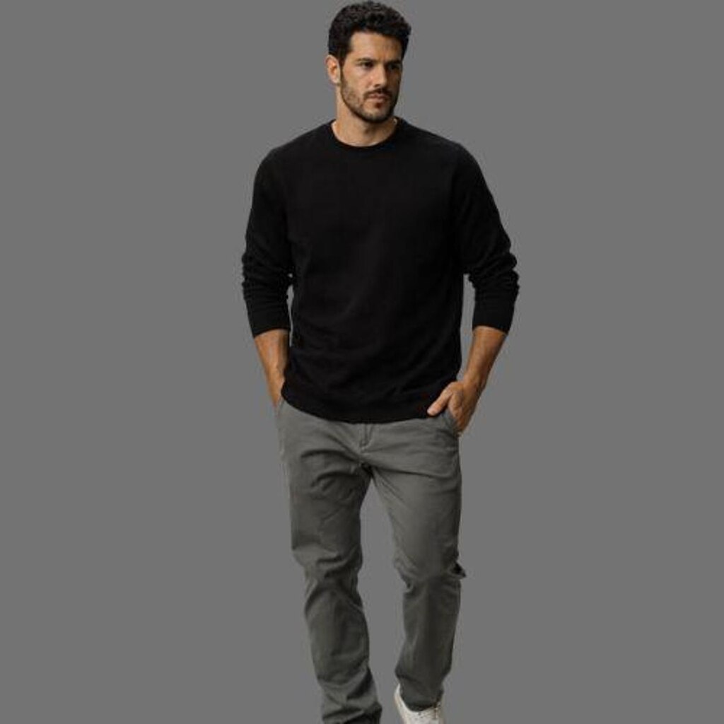 Blusa Moletom Masculina Manga Longa Gola Careca Canelada Malwee