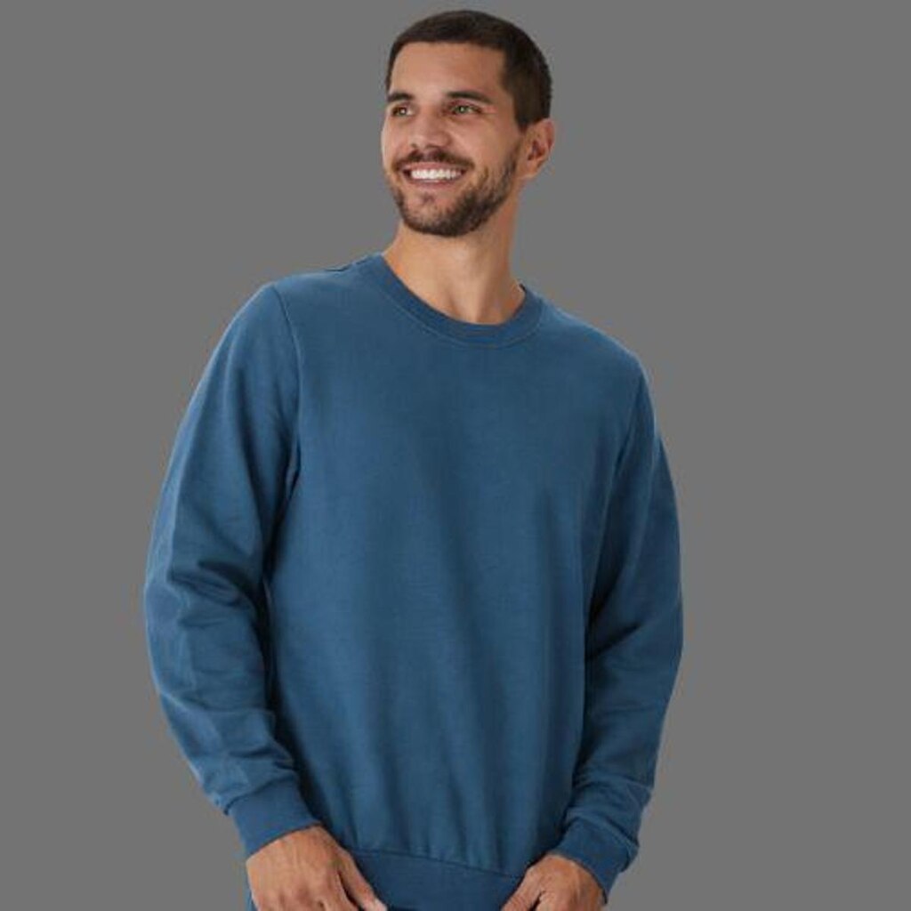 Blusa Moletom Masculina Manga Longa Gola Careca Canelada Malwee
