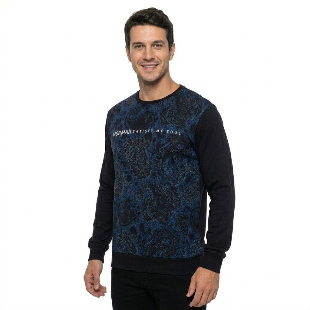 Blusa Moletom Mormaii Gola Careca Azul Masculino Casual