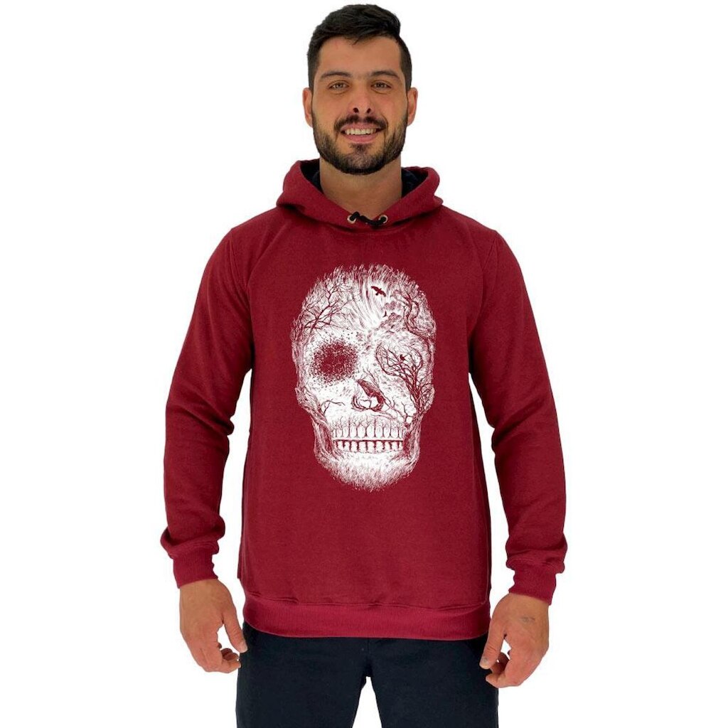 Blusa Moletom MXD Conceito Tradicional Com Touca Forest Skull Masculina