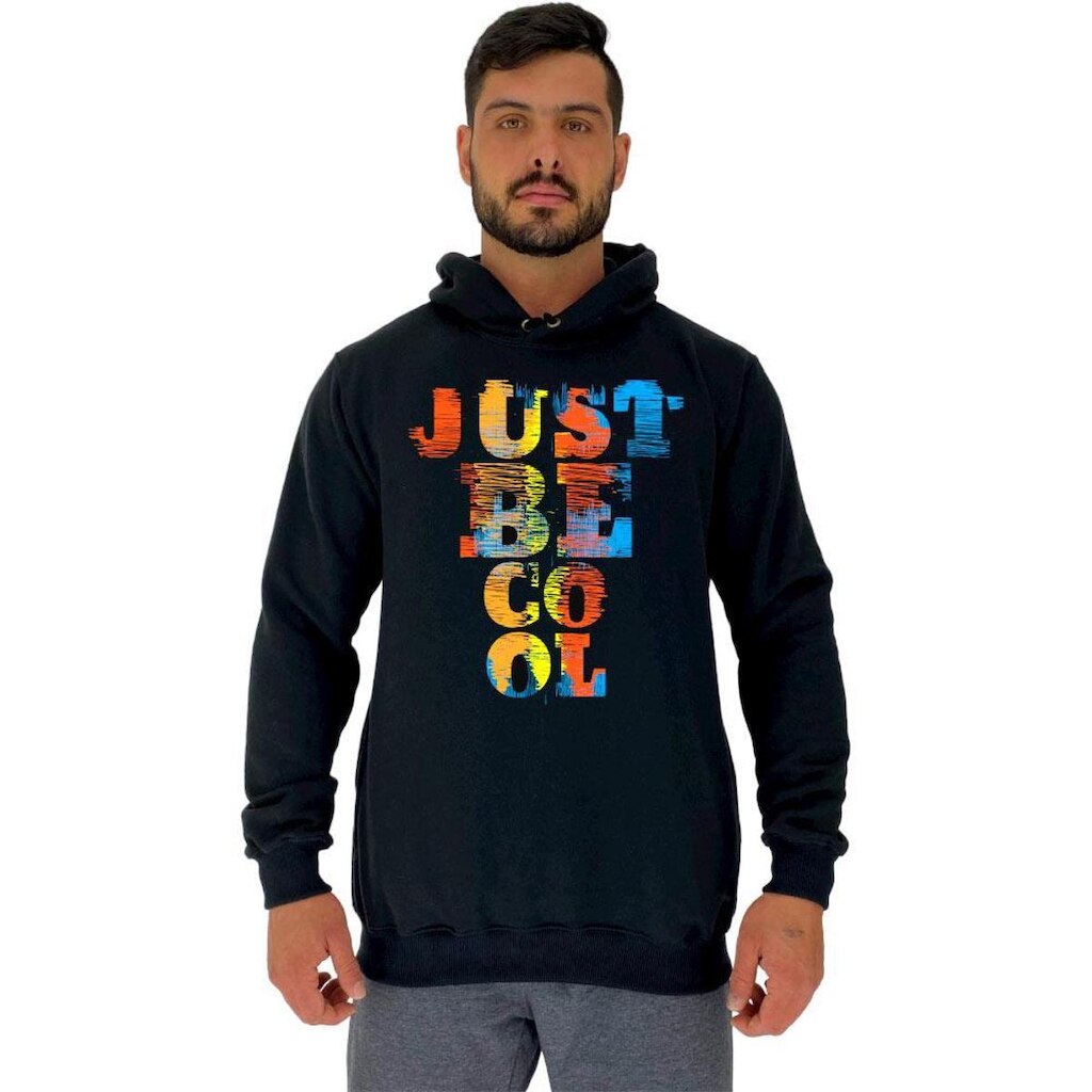 Blusa Moletom MXD Conceito Tradicional Com Touca Just Be Cool Masculina
