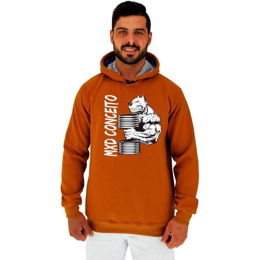Blusa Moletom MXD Conceito Tradicional Com Touca Pitbull Monster Masculina