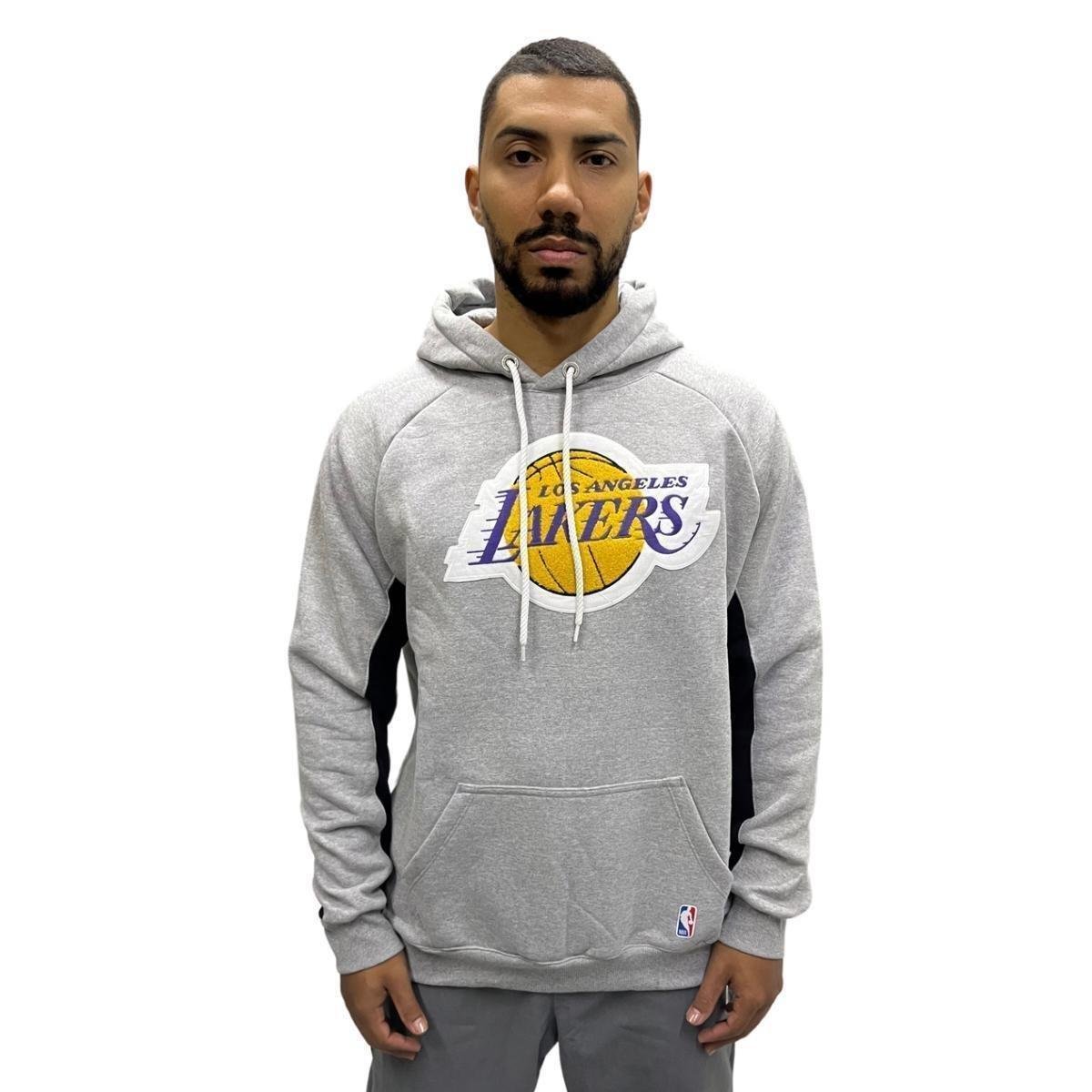 BLUSA MOLETOM NBA MASCULINA LAKERS CHENILLE ORIGINAL - Cinza